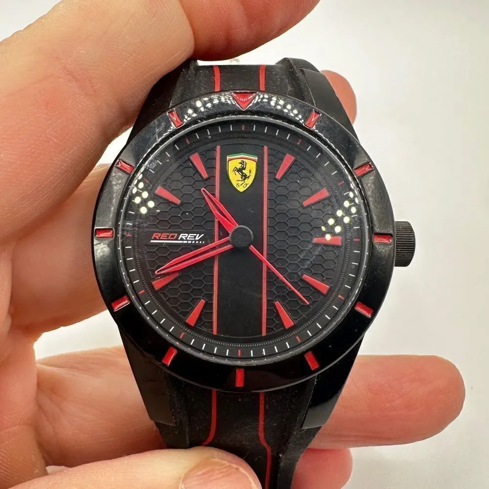 Scuderia‎ Ferrari Men's Red Rev Black Silicone Strap Watch - 38mm